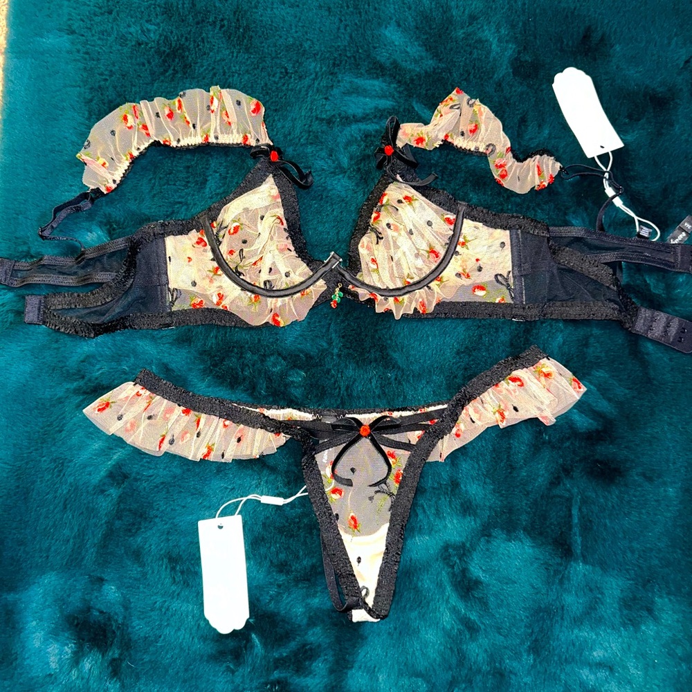 Kendra Underwire Bra and Thong Panty Set